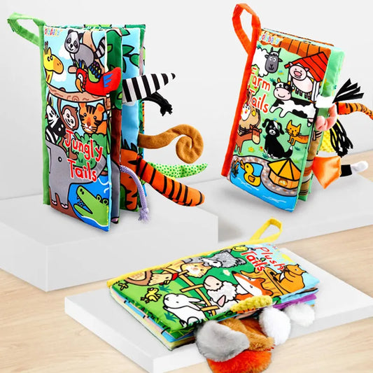 Discover the Magic of Learning with Cute Animals Tails Rattle Soft Baby Cloth Book